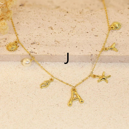 26 Bamboo Letter Necklace Starfish Shell BAMBY