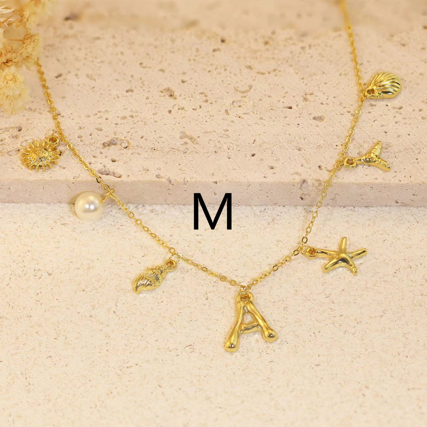 26 Bamboo Letter Necklace Starfish Shell BAMBY