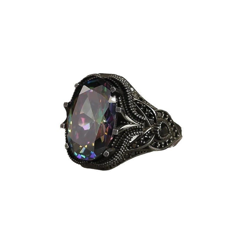 Creative Retro Colorful Egg-shaped Zircon Ring BAMBY