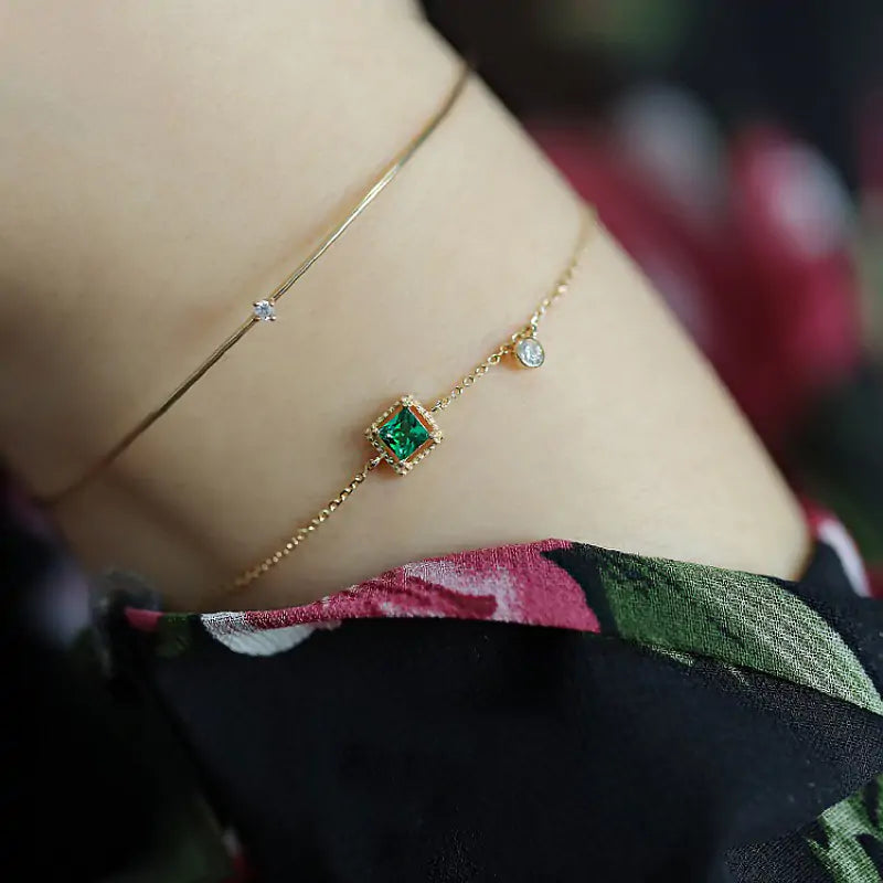 Emerald Crystal Chain Bracelet BAMBY