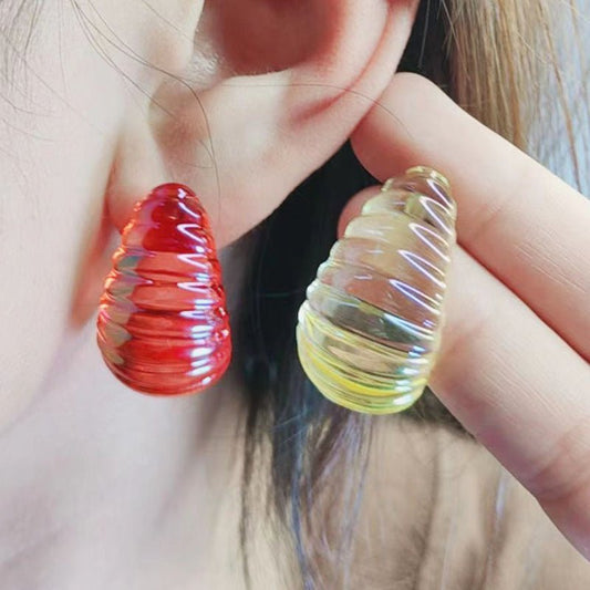 Geometric Electroplating Three-dimensional Thread Water Drop Acrylic Earrings BAMBY