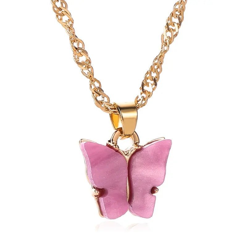 Gold Chain Butterfly Pendant Choker Necklace: Bohemian Beach Jewelry BAMBY