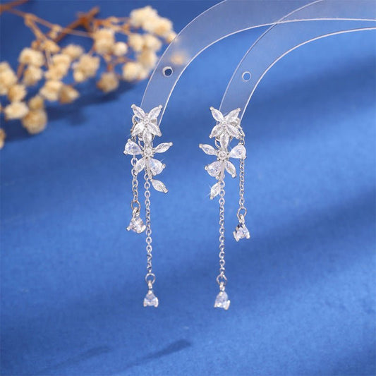 Long Tassel Flowers Light Luxury Stud Earrings For Women BAMBY