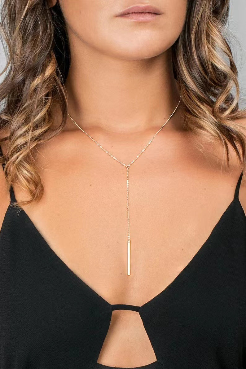 Metal Cold Style Minority Simple Double-layer Long Pendant Necklace BAMBY