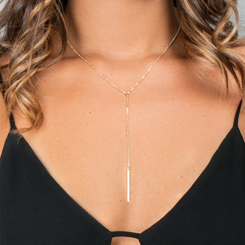 Metal Cold Style Minority Simple Double-layer Long Pendant Necklace BAMBY