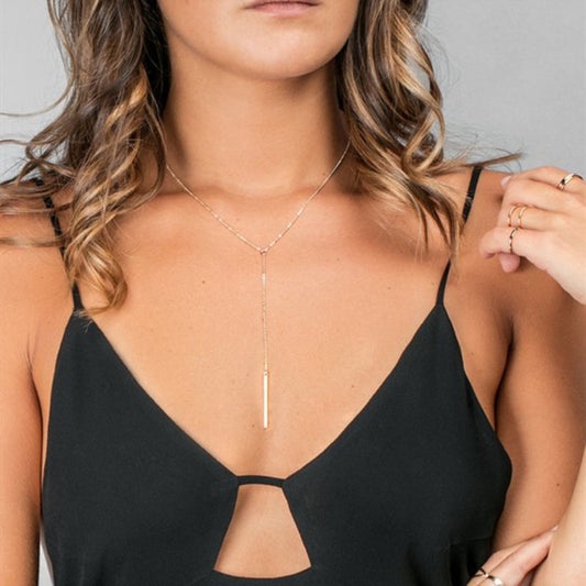 Metal Cold Style Minority Simple Double-layer Long Pendant Necklace BAMBY