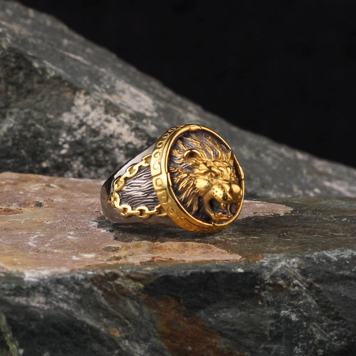 Ornament Gold Lion's Head Fashion Ring BAMBY