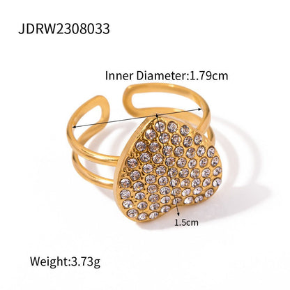 Personality Micro Rhinestone Popular Love Heart-shaped Ring BAMBY