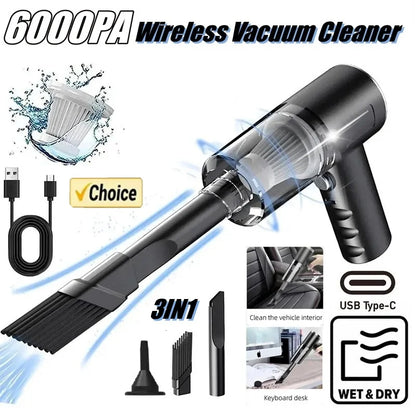 Car Vacuum Cleaner Portable Wireless Vacuum Cleaner Strong Suction 6000PA Handheld Vacuum Cleaner Powerful Blower for Car Home