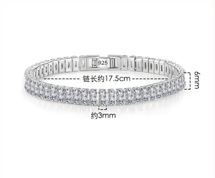 Moissanite Tennis Bracelet with Certificate 925 Sterling Silver Plated Gold Bracelets 3/4/5/6.5mm Diamond Bangle for Women Men