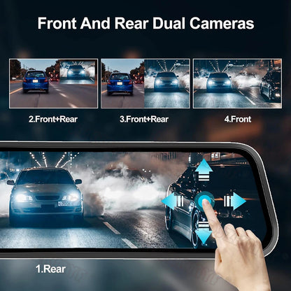 Mirror Dash Cam for Cars Wireless Carplay Android Auto Front and Rear Camera Black Box Car Accessory 4K Dual-Lens Car Dvr 10 Inch