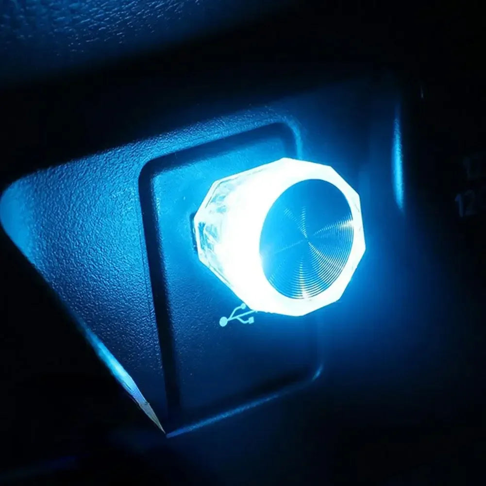 Car LED Mini Colorful Night Light Cigarette Lighter USB Atmosphere Light Wiring-Free Car Interior Lighting Accessories Supplies