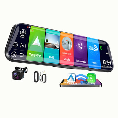 Mirror Dash Cam for Cars Wireless Carplay Android Auto Front and Rear Camera Black Box Car Accessory 4K Dual-Lens Car Dvr 10 Inch