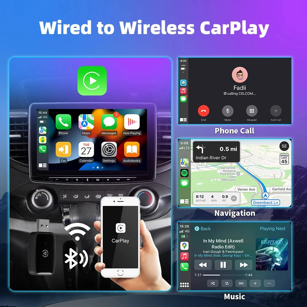 Wireless Carplay Adapter Android Auto 2in 1 Smart Dongle 2024 5G WIFI For iphone Android Phone For Volvo Benz Mg Kia Chery VW