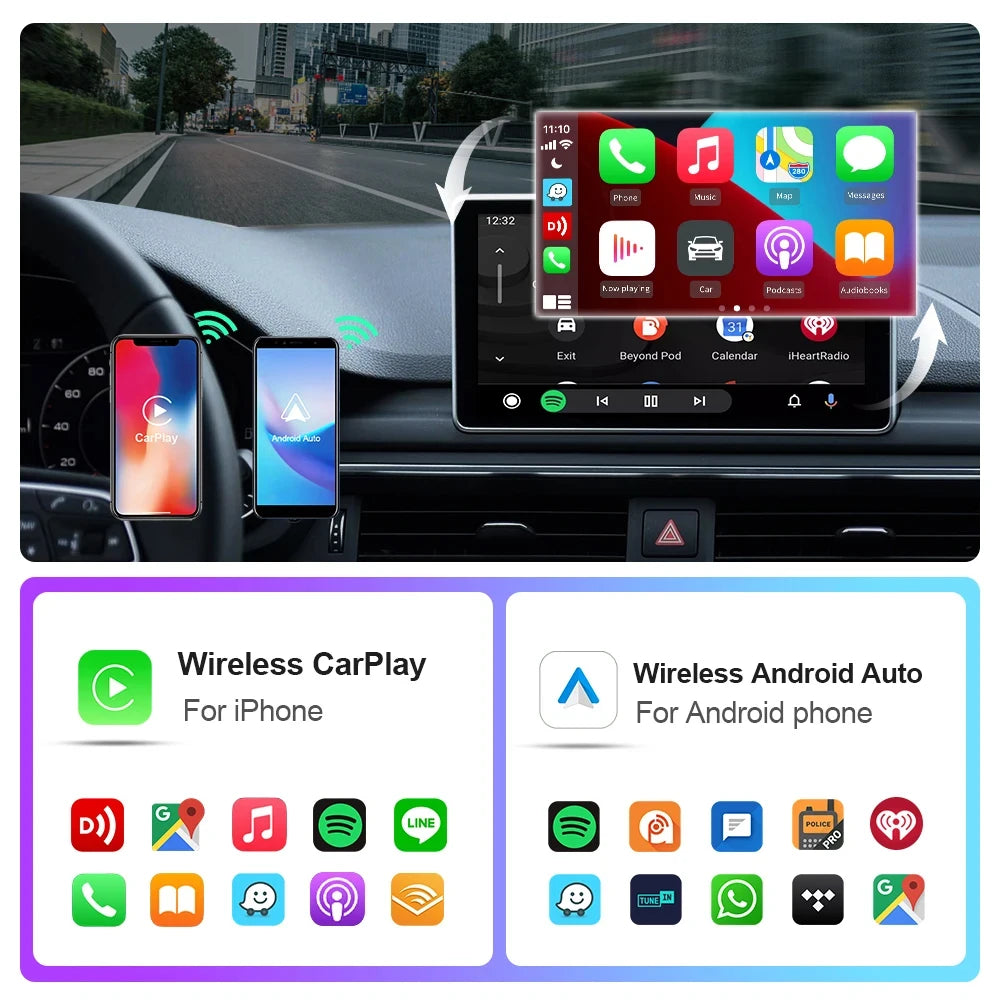 Wireless Carplay Adapter Android Auto 2in 1 Smart Dongle 2024 5G WIFI For iphone Android Phone For Volvo Benz Mg Kia Chery VW