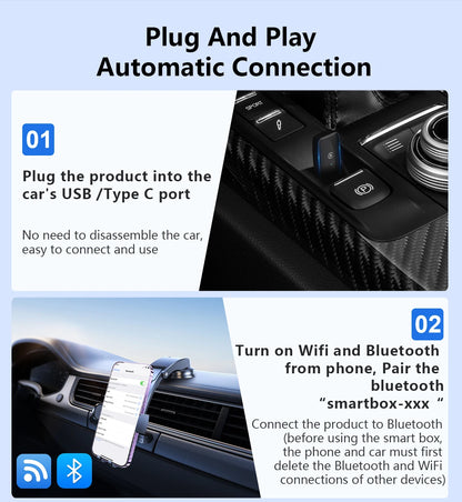 Wireless Carplay Adapter Android Auto 2in 1 Smart Dongle 2024 5G WIFI For iphone Android Phone For Volvo Benz Mg Kia Chery VW