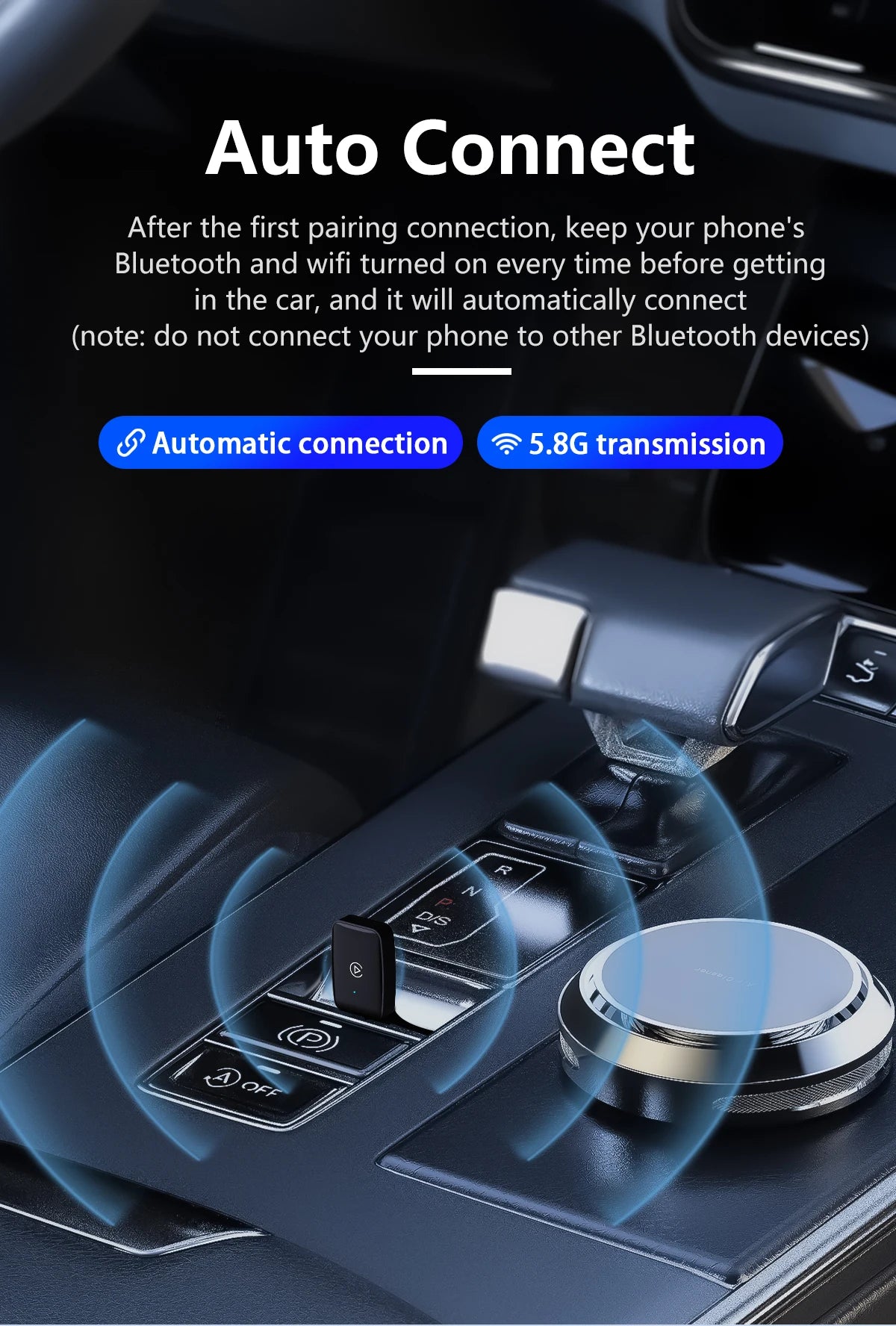 Wireless Carplay Adapter Android Auto 2in 1 Smart Dongle 2024 5G WIFI For iphone Android Phone For Volvo Benz Mg Kia Chery VW