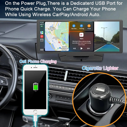 10.26 Inch Touch Screen 2K Car Portable Wireless Apple CarPlay Android Auto Radio Multimedia GPS HD Cam 1080P Stereo