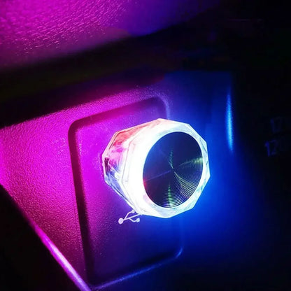 Car LED Mini Colorful Night Light Cigarette Lighter USB Atmosphere Light Wiring-Free Car Interior Lighting Accessories Supplies