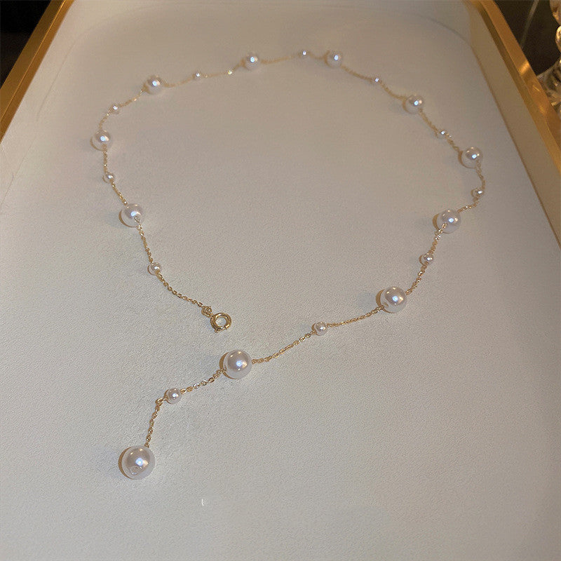 Simple Long Pearl Necklace Fashion BAMBY