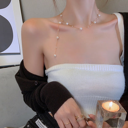 Simple Long Pearl Necklace Fashion BAMBY