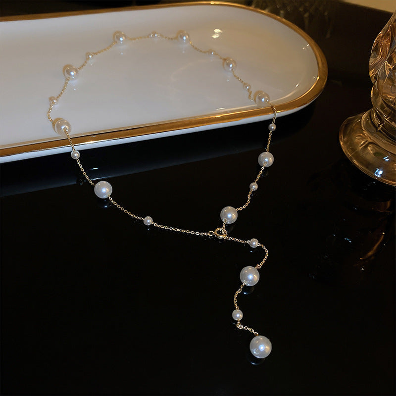 Simple Long Pearl Necklace Fashion BAMBY