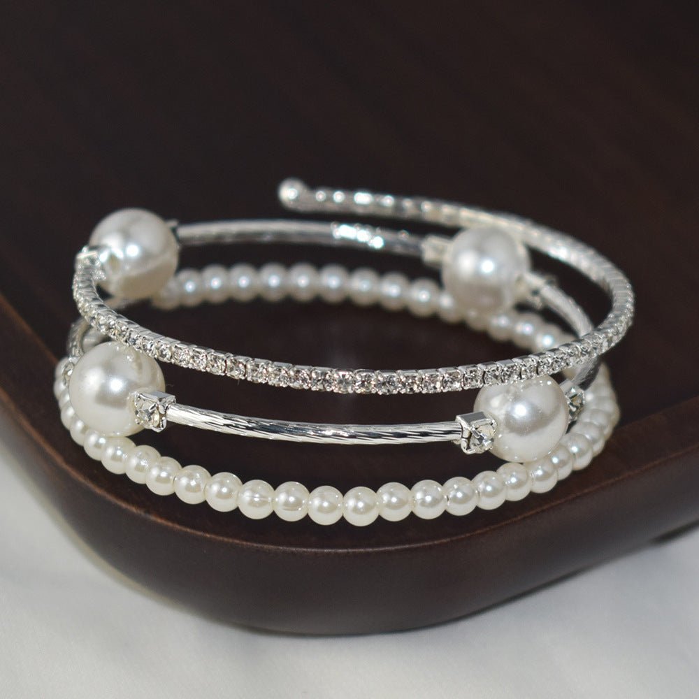 Simple Pearl Rhinestone Bracelet For Women BAMBY