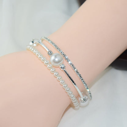 Simple Pearl Rhinestone Bracelet For Women BAMBY