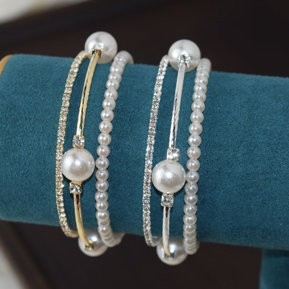 Simple Pearl Rhinestone Bracelet For Women BAMBY