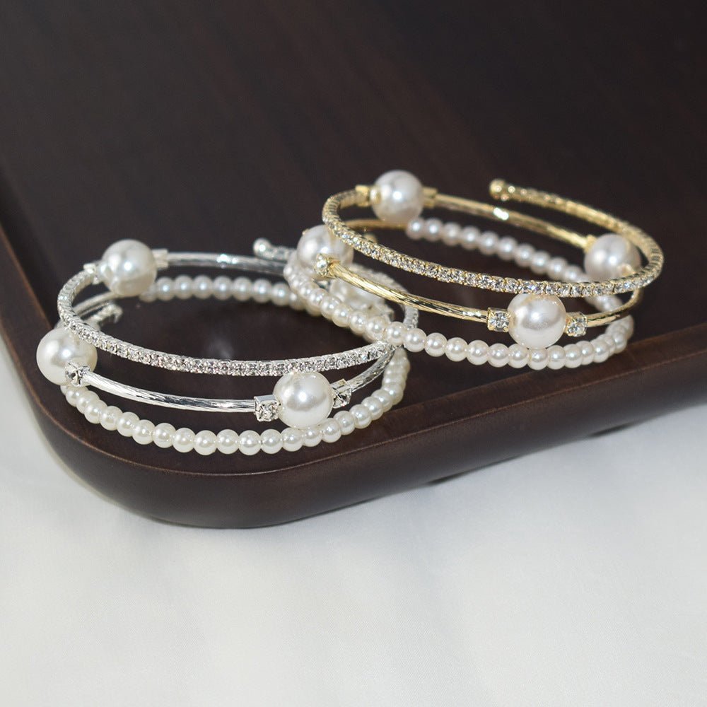 Simple Pearl Rhinestone Bracelet For Women BAMBY