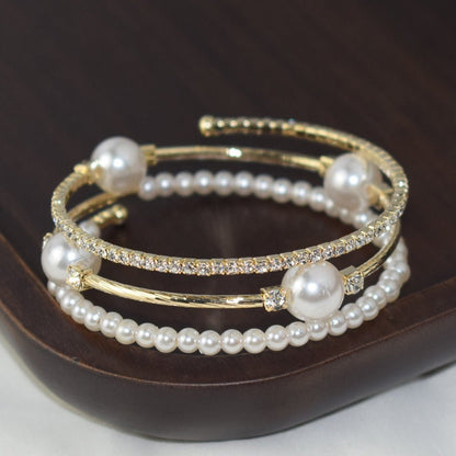 Simple Pearl Rhinestone Bracelet For Women BAMBY