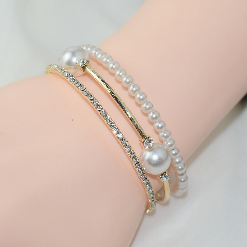 Simple Pearl Rhinestone Bracelet For Women BAMBY