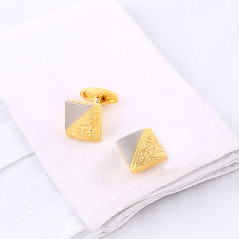 Square Pattern Gold And Silver Two-tone High Quality French Cufflink Pure Copper Metal Buttons BAMBY