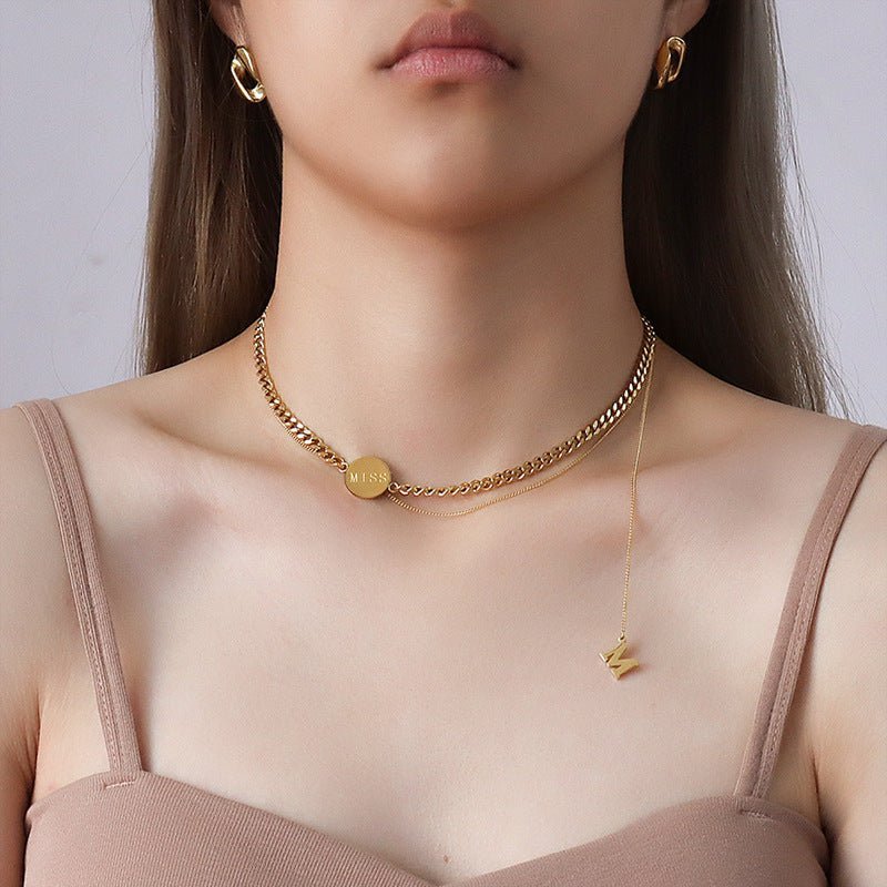 The Letter M Word Multiply Wears Necklace Female Collarbone Chain BAMBY