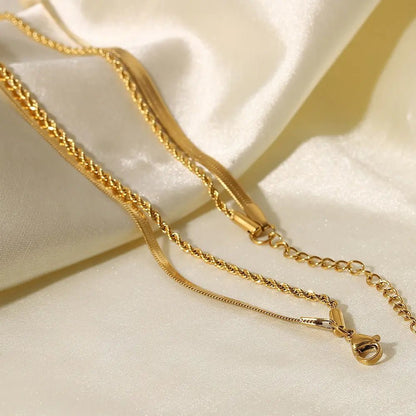 Uworld Simple Jewelry 18K Gold Plated Flat Snake Chain Layer Necklace BAMBY