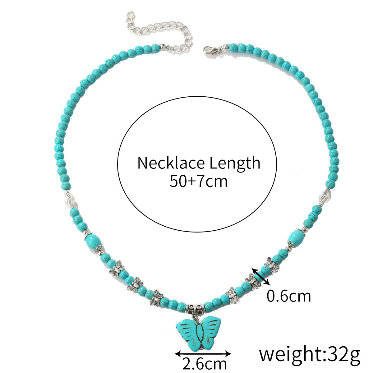 Women's Fashion Bohemian Ethnic Style Long Turquoise Pendant Necklace BAMBY