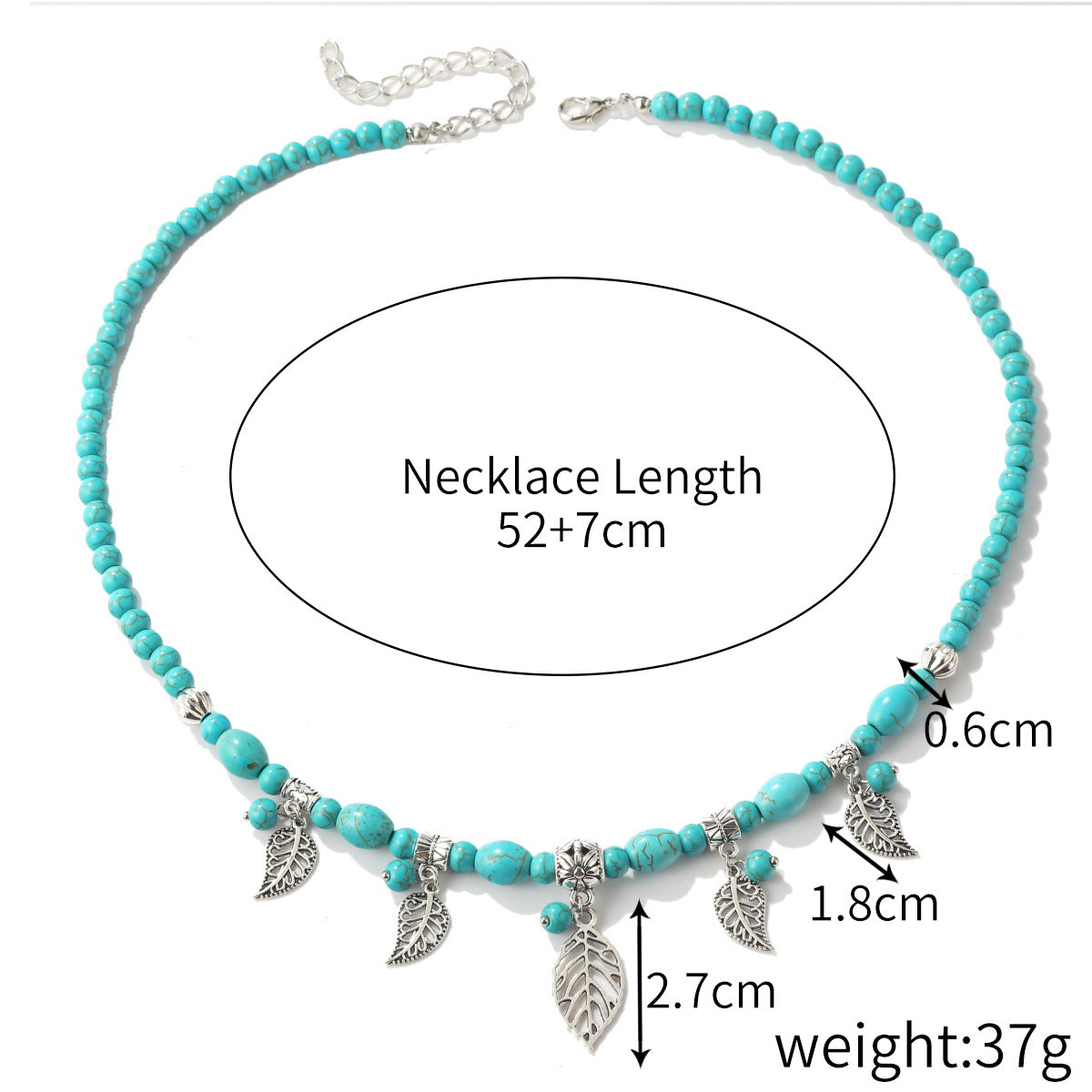 Women's Fashion Bohemian Ethnic Style Long Turquoise Pendant Necklace BAMBY