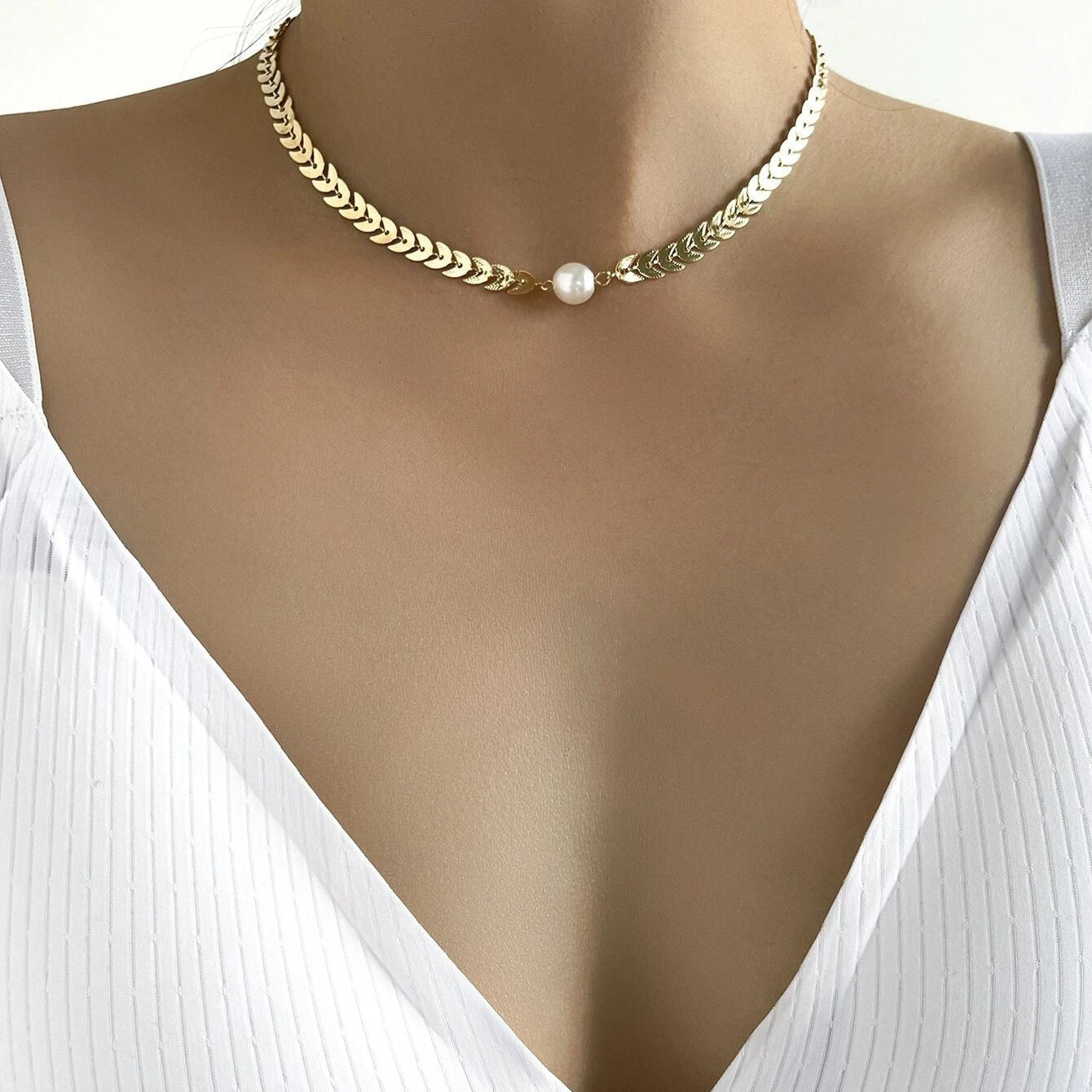 Women's Fashion Pearl Chain Collarbone Chain BAMBY
