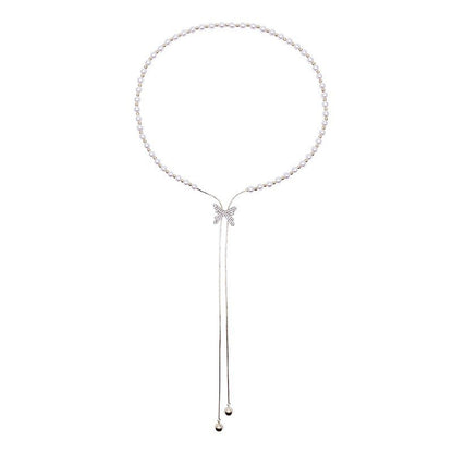 Women's Ins-style Adjustable Long Butterfly Pearl Necklace BAMBY