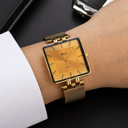 Mens Mesh Watch - Sleek Minimalist Square-Shaped Timepiece with Breathable Mesh Strap for Comfort and Style - On-Trend Fashion Accessory from Authentic MISSFOX Brand